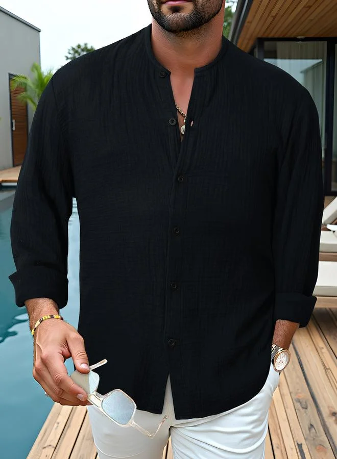 تايك تو قميص بملمس بارز وأكمام طويلة